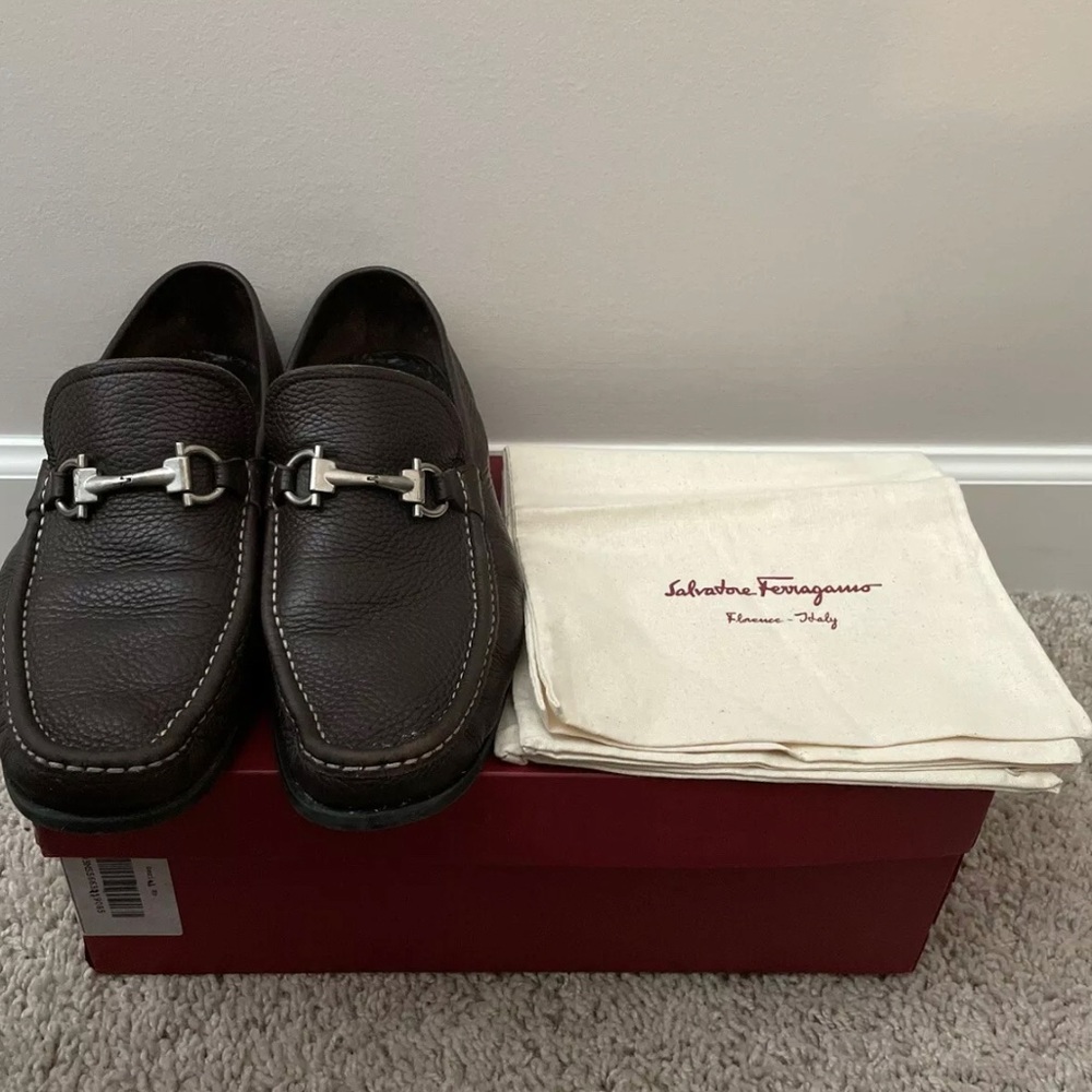 Ferragamo Magnifico Brown Leather Dress Shoes